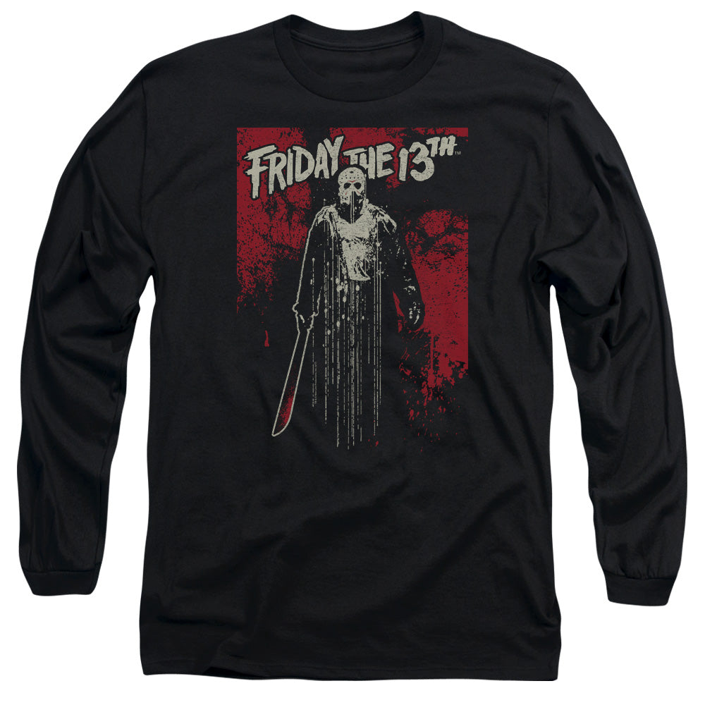 Friday The 13Th Drip Mens Long Sleeve Shirt Black Officially Licensed