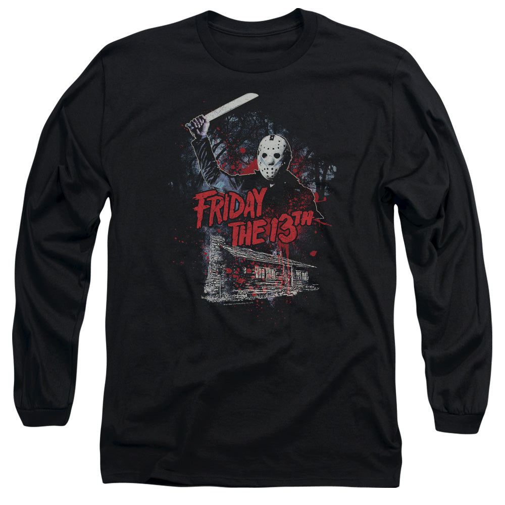 Friday The 13Th Cabin Mens Long Sleeve Shirt Black Officially Licensed