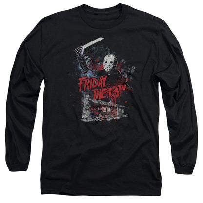 Friday The 13Th Cabin Mens Long Sleeve Shirt Black Officially Licensed