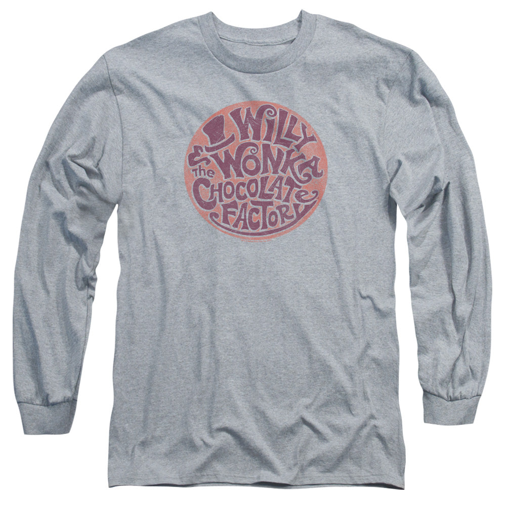 Willy Wonka And The Chocolate Factory Circle Logo Mens Long Sleeve Shirt Athletic Heather