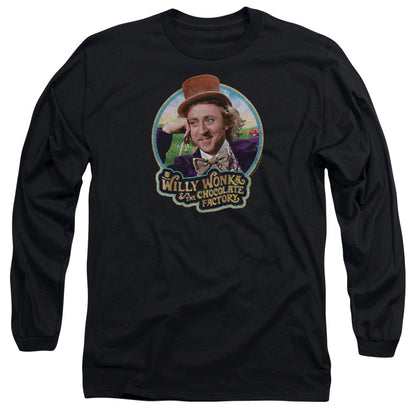 Willy Wonka And The Chocolate Factory Its Scrumdiddlyumptious Mens Long Sleeve Shirt Black Officially Licensed