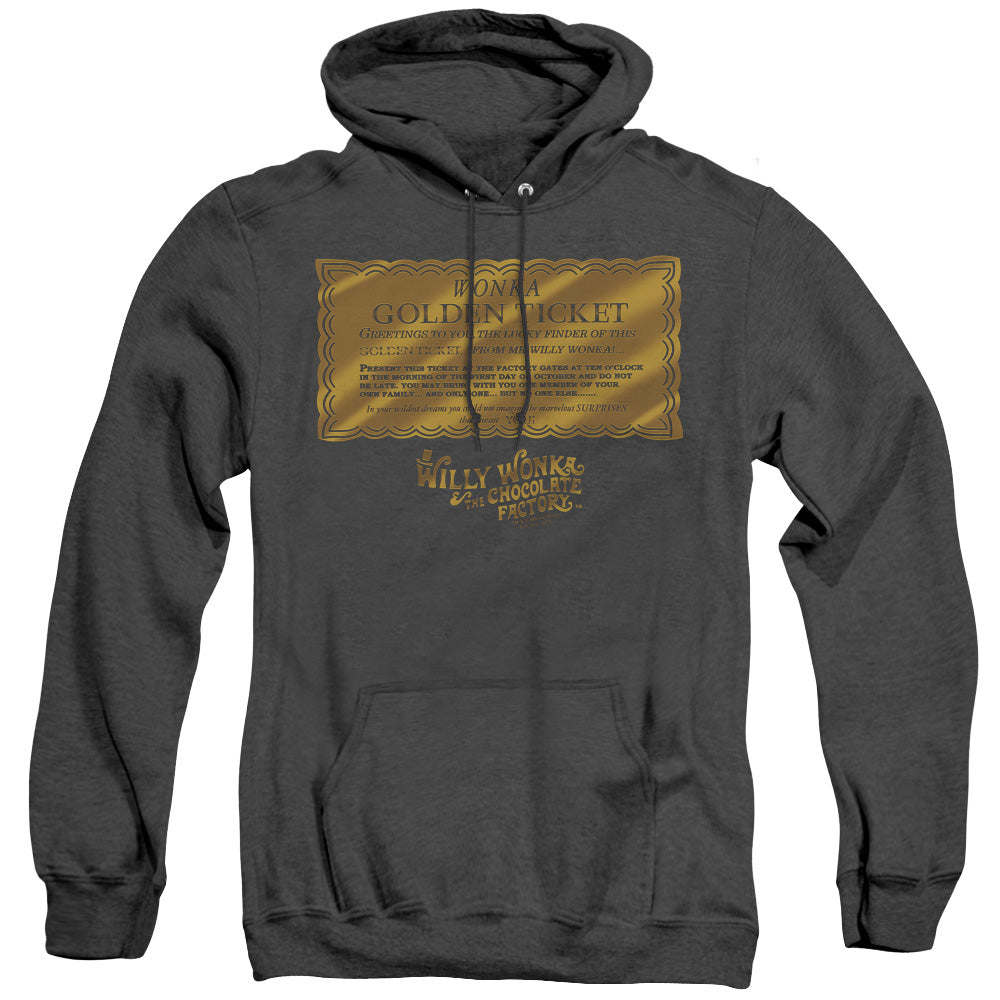 Willy Wonka And The Chocolate Factory Golden Ticket Heather Mens Hoodie Black
