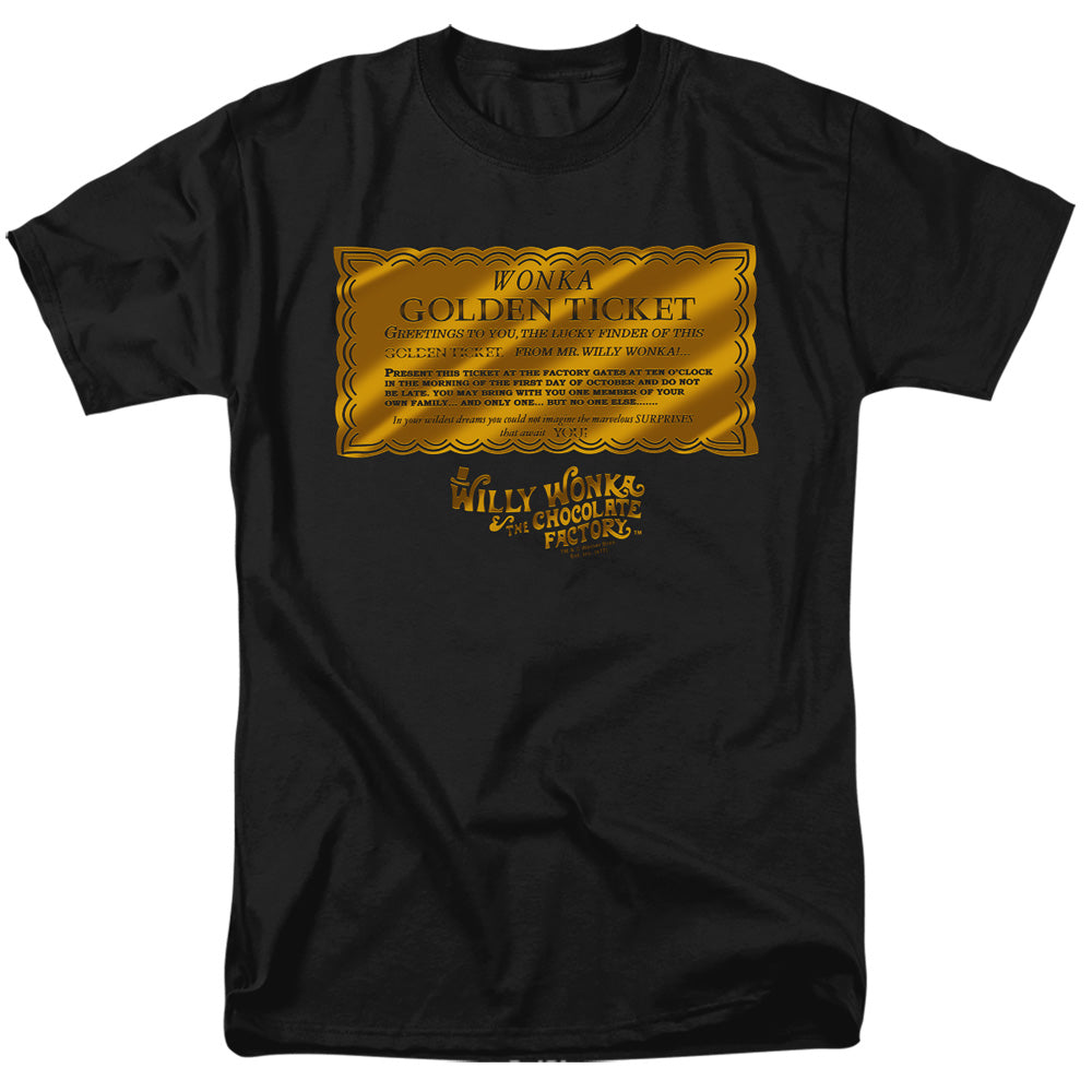 Willy Wonka And The Chocolate Factory Golden Ticket Mens T Shirt Black