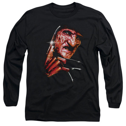 Nightmare On Elm Street Freddys Face Mens Long Sleeve Shirt Black