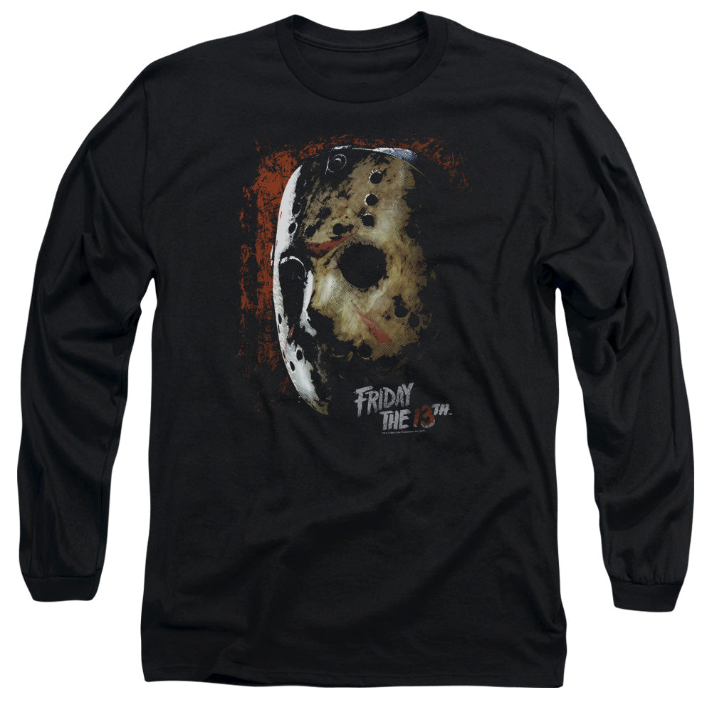 Friday The 13Th Mask Of Death Mens Long Sleeve Shirt Black Officially Licensed