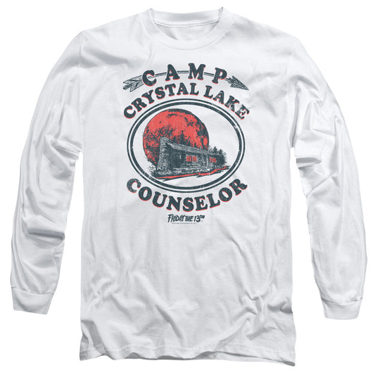 Friday The 13Th Camp Counselor Mens Long Sleeve Shirt White Officially Licensed