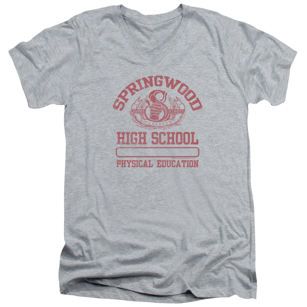 Nightmare On Elm Street Springwood High Mens Slim Fit V-Neck T Shirt Athletic Heather