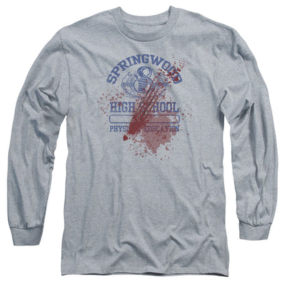 Nightmare On Elm Street Springwood High Victim Mens Long Sleeve Shirt Athletic Heather