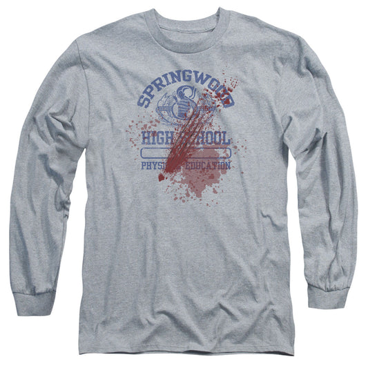 Nightmare On Elm Street Springwood High Victim Mens Long Sleeve Shirt Athletic Heather