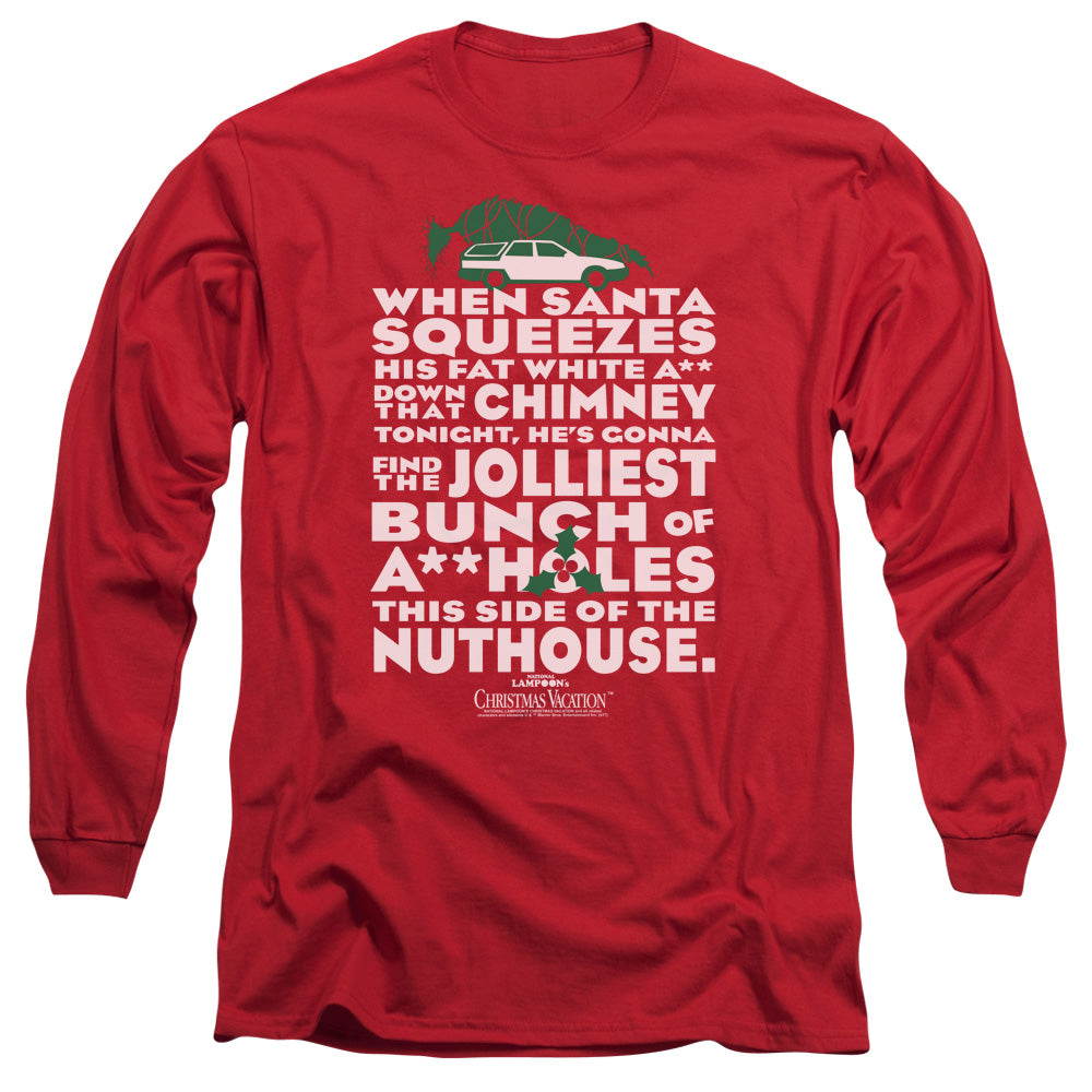 Christmas Vacation Jolliest Bunch Mens Long Sleeve Shirt Red Officially Licensed