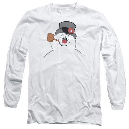 Frosty The Snowman Frosty Face Mens Long Sleeve Shirt White Officially Licensed