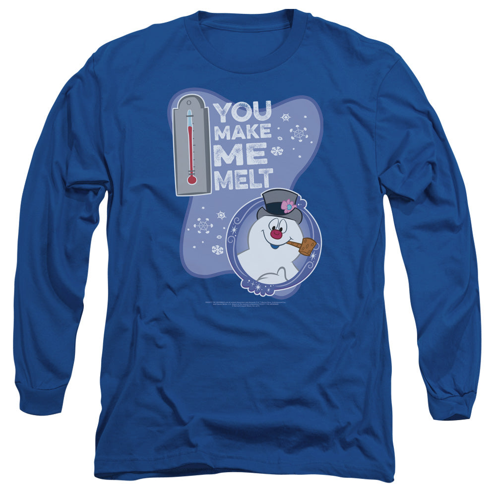 Frosty The Snowman Melt Mens Long Sleeve Shirt Royal Blue