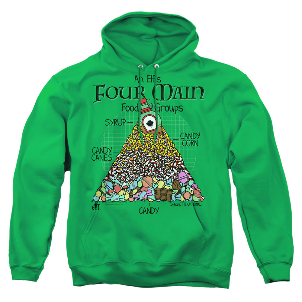 Elf Food Pyramid Mens Hoodie Kelly Green