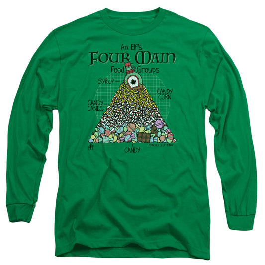 Elf Food Pyramid Mens Long Sleeve Shirt Kelly Green