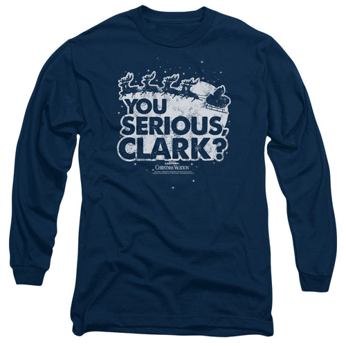 Christmas Vacation You Serious Clark Mens Long Sleeve Shirt Navy Blue