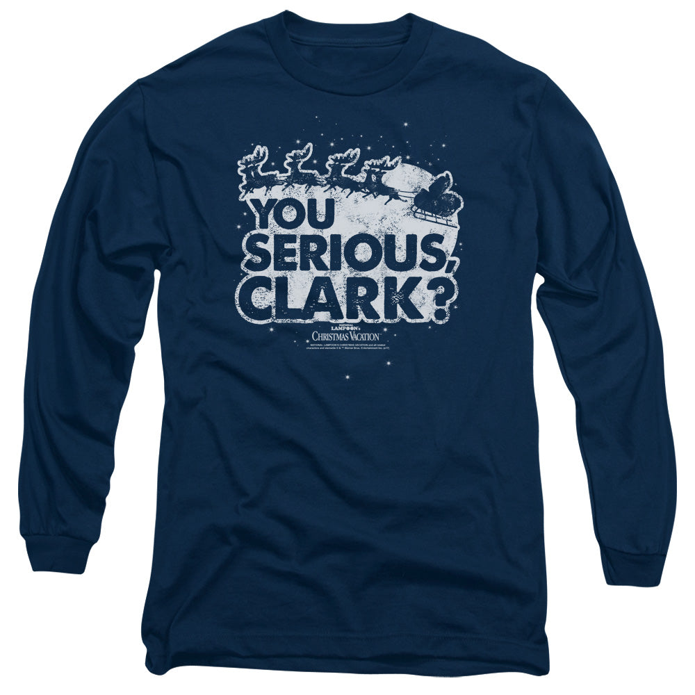 Christmas Vacation You Serious Clark Mens Long Sleeve Shirt Navy Blue