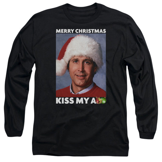 Christmas Vacation Merry Kiss Mens Long Sleeve Shirt Black Officially Licensed