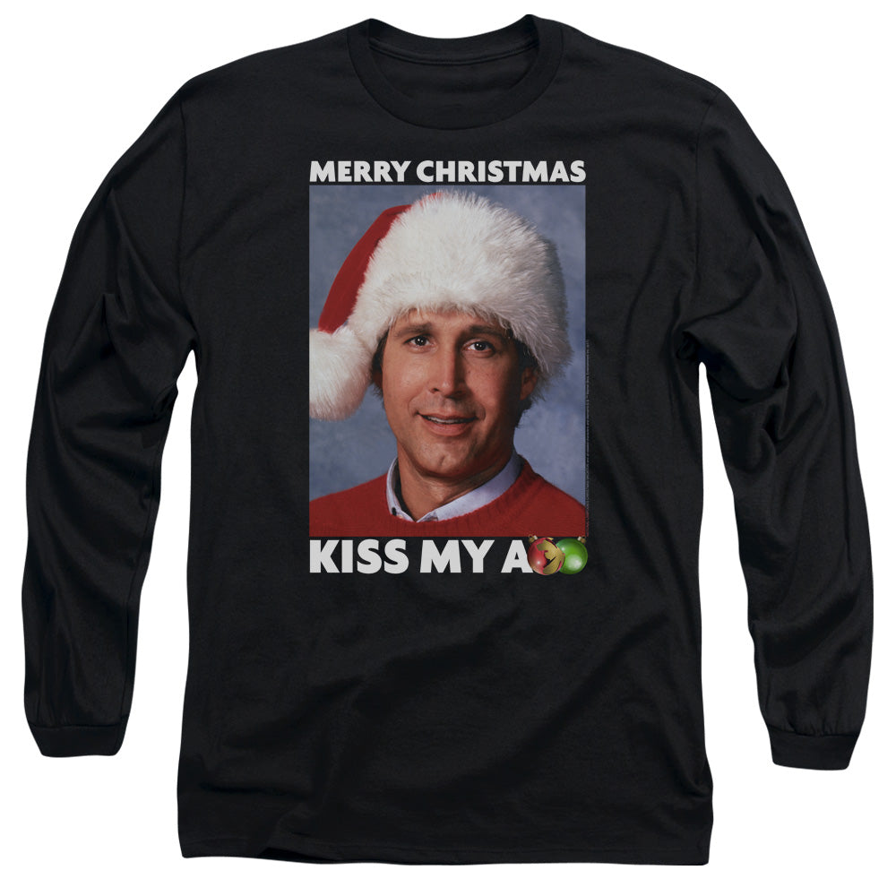 Christmas Vacation Merry Kiss Mens Long Sleeve Shirt Black Officially Licensed