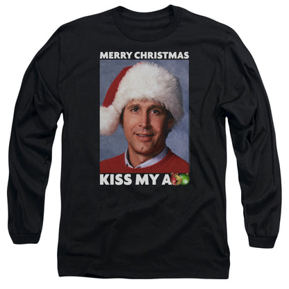 Christmas Vacation Merry Kiss Mens Long Sleeve Shirt Black