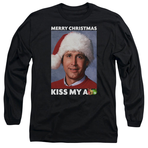 Christmas Vacation Merry Kiss Mens Long Sleeve Shirt Black