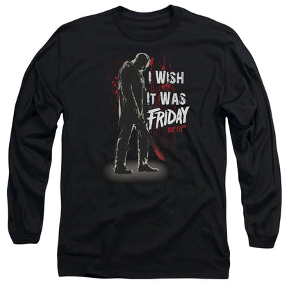 Friday The 13th I Wish It Was Friday Mens Long Sleeve Shirt Black