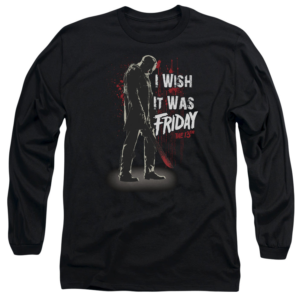 Friday The 13Th I Wish It Was Friday Mens Long Sleeve Shirt Black Officially Licensed