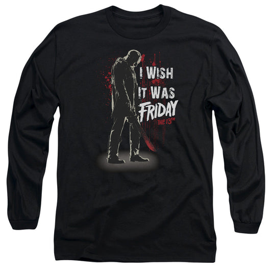 Friday The 13Th I Wish It Was Friday Mens Long Sleeve Shirt Black Officially Licensed