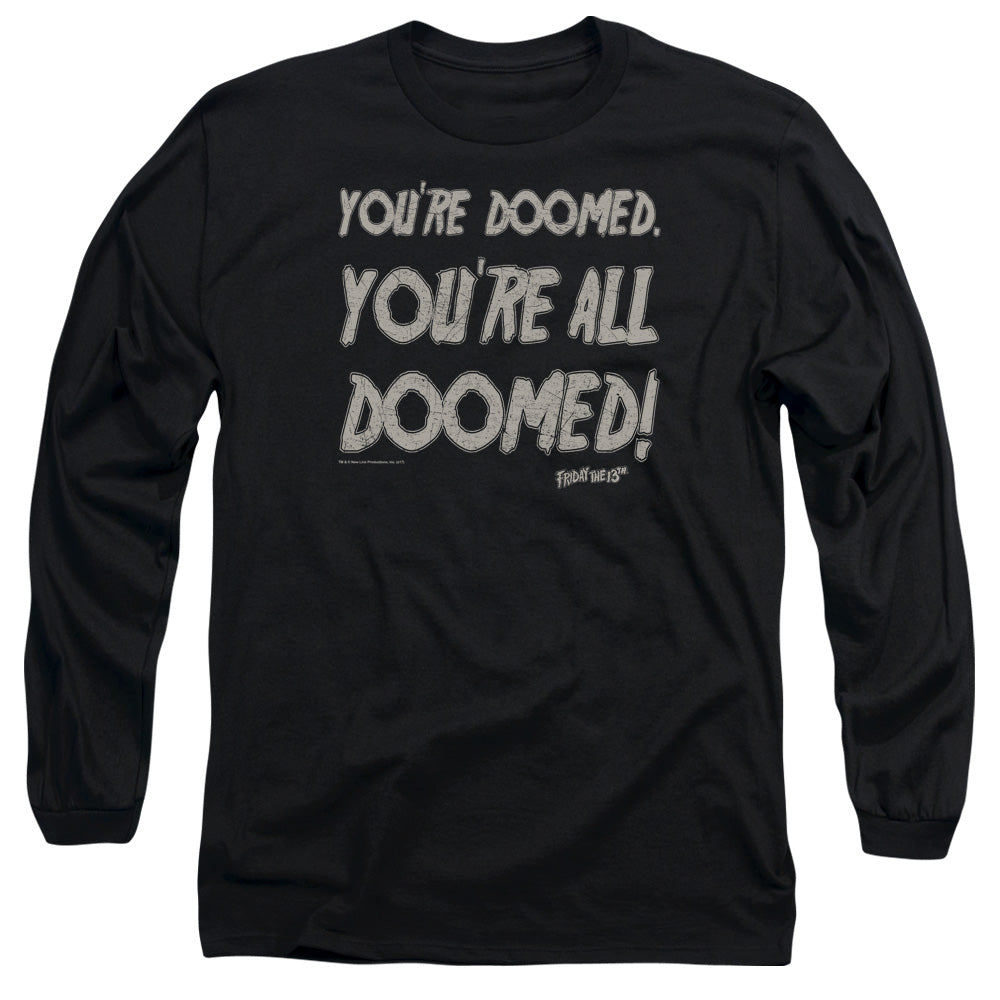 Friday The 13Th Doomed Mens Long Sleeve Shirt Black Officially Licensed
