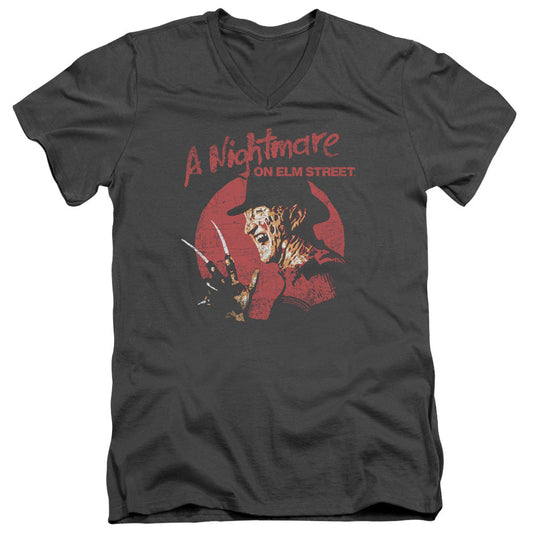 Nightmare On Elm Street Freddy Circle Mens Slim Fit V-Neck T Shirt Charcoal
