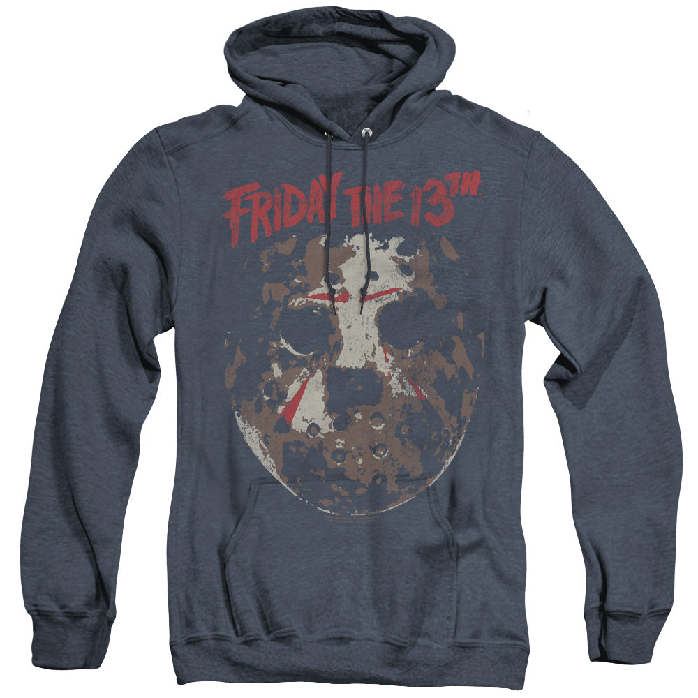 Friday The 13Th Rough Mask Heather Mens Hoodie Navy