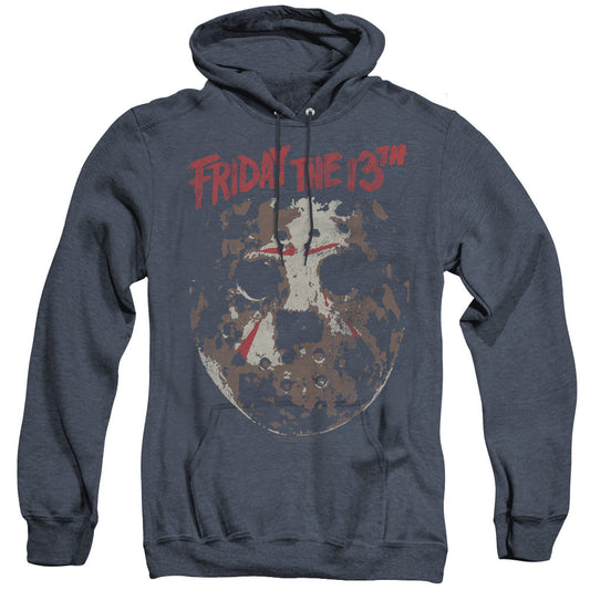 Friday The 13th Rough Mask Heather Mens Hoodie Navy Blue