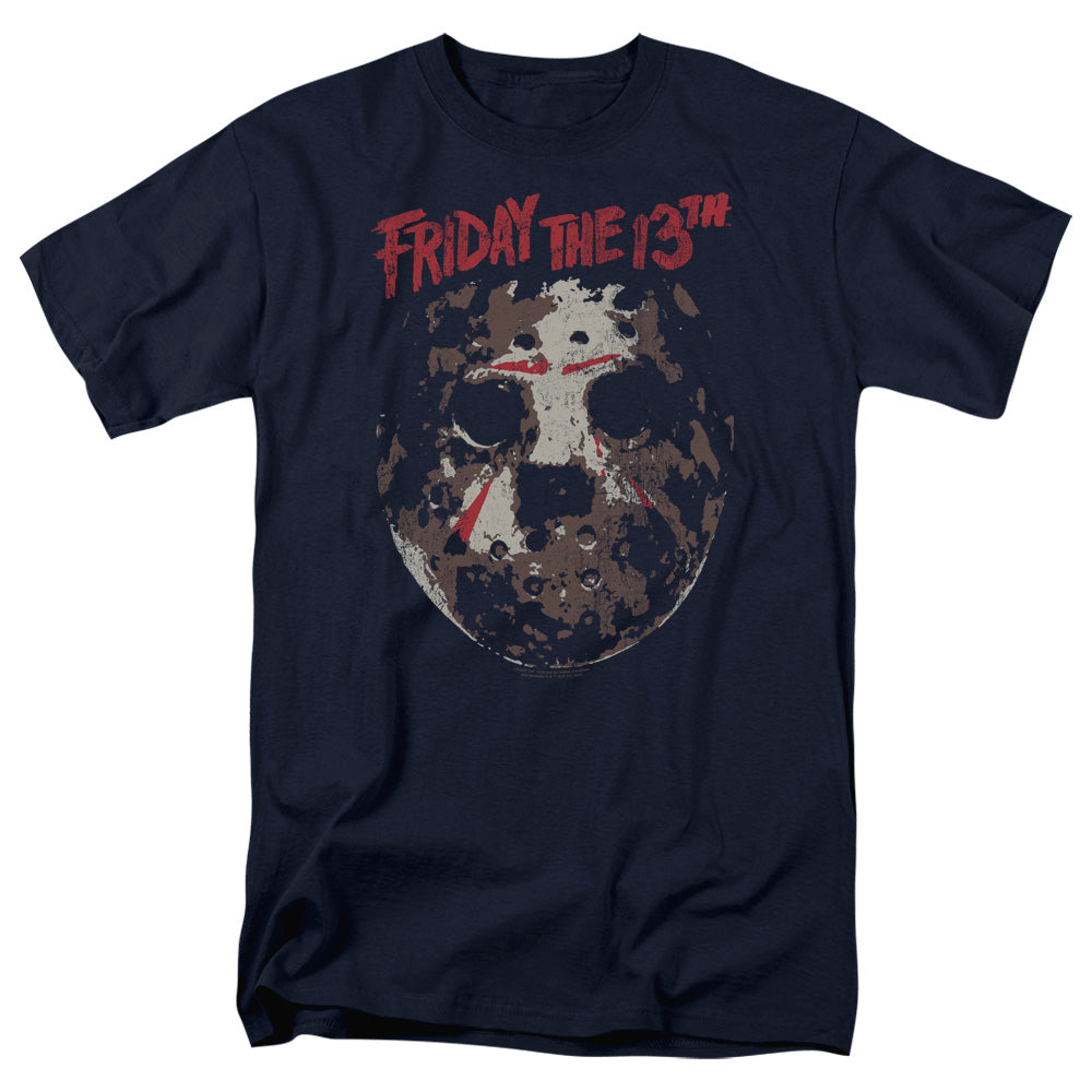Friday The 13th Rough Mask Mens T Shirt Navy Blue