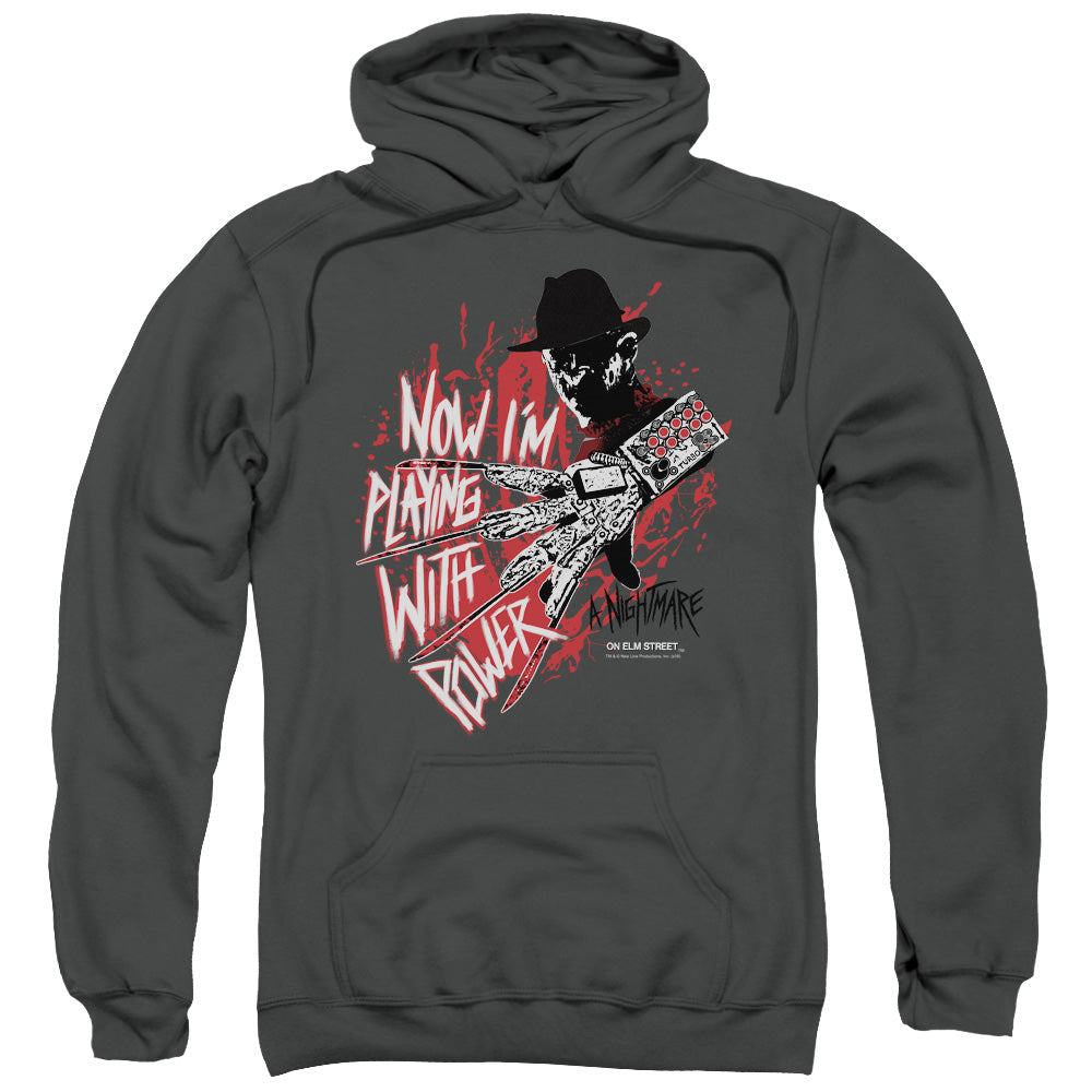 Nightmare On Elm Street Playing With Power Mens Hoodie Charcoal