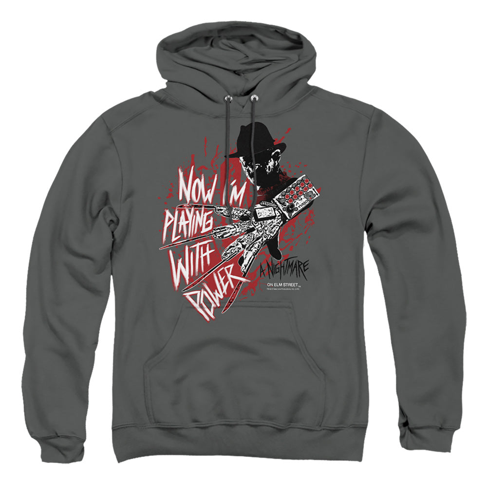 Nightmare On Elm Street Playing With Power Mens Hoodie Charcoal