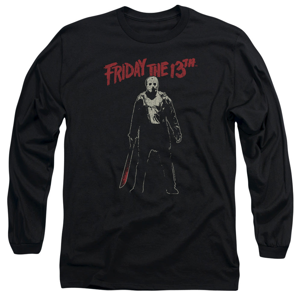 Friday The 13Th Chchch Ahahah Mens Long Sleeve Shirt Black Officially Licensed