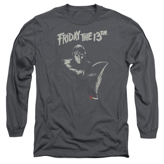 Friday The 13th Ax Mens Long Sleeve Shirt Charcoal