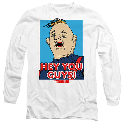 The Goonies Sloth Hey You Guys Mens Long Sleeve Shirt White Officially Licensed