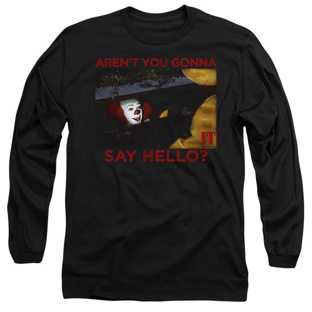 It 1990 Hello Mens Long Sleeve Shirt Black Officially Licensed