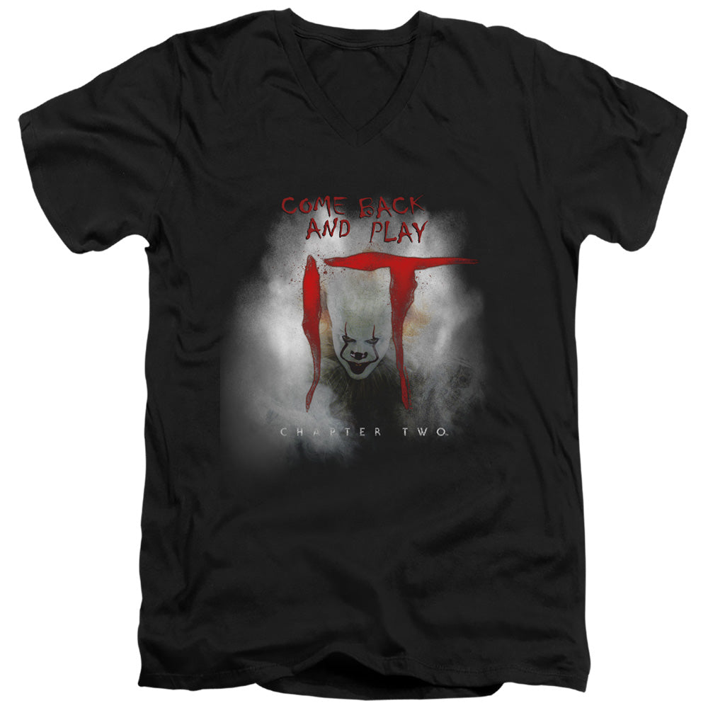 IT 2 Come Back And Play Mens Slim Fit V-Neck T Shirt Black