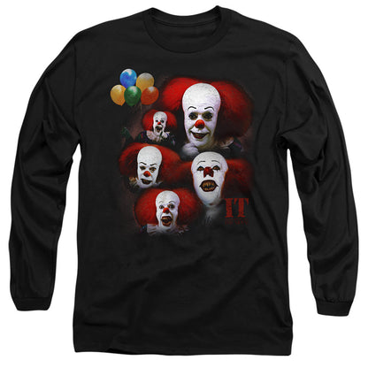 IT 1990 Many Faces Of Pennywise Mens Long Sleeve Shirt Black