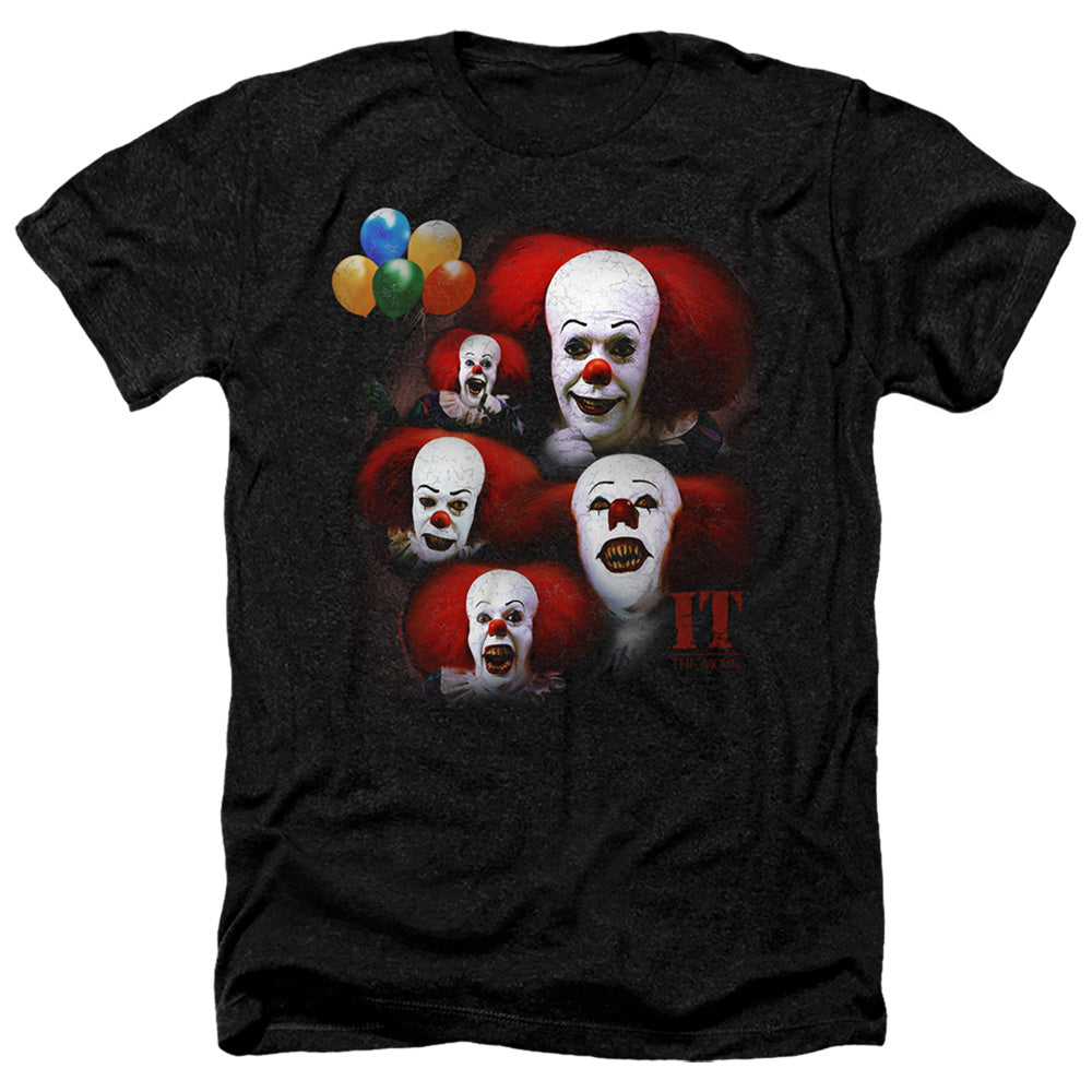 IT 1990 Many Faces Of Pennywise Heather Mens T Shirt Black