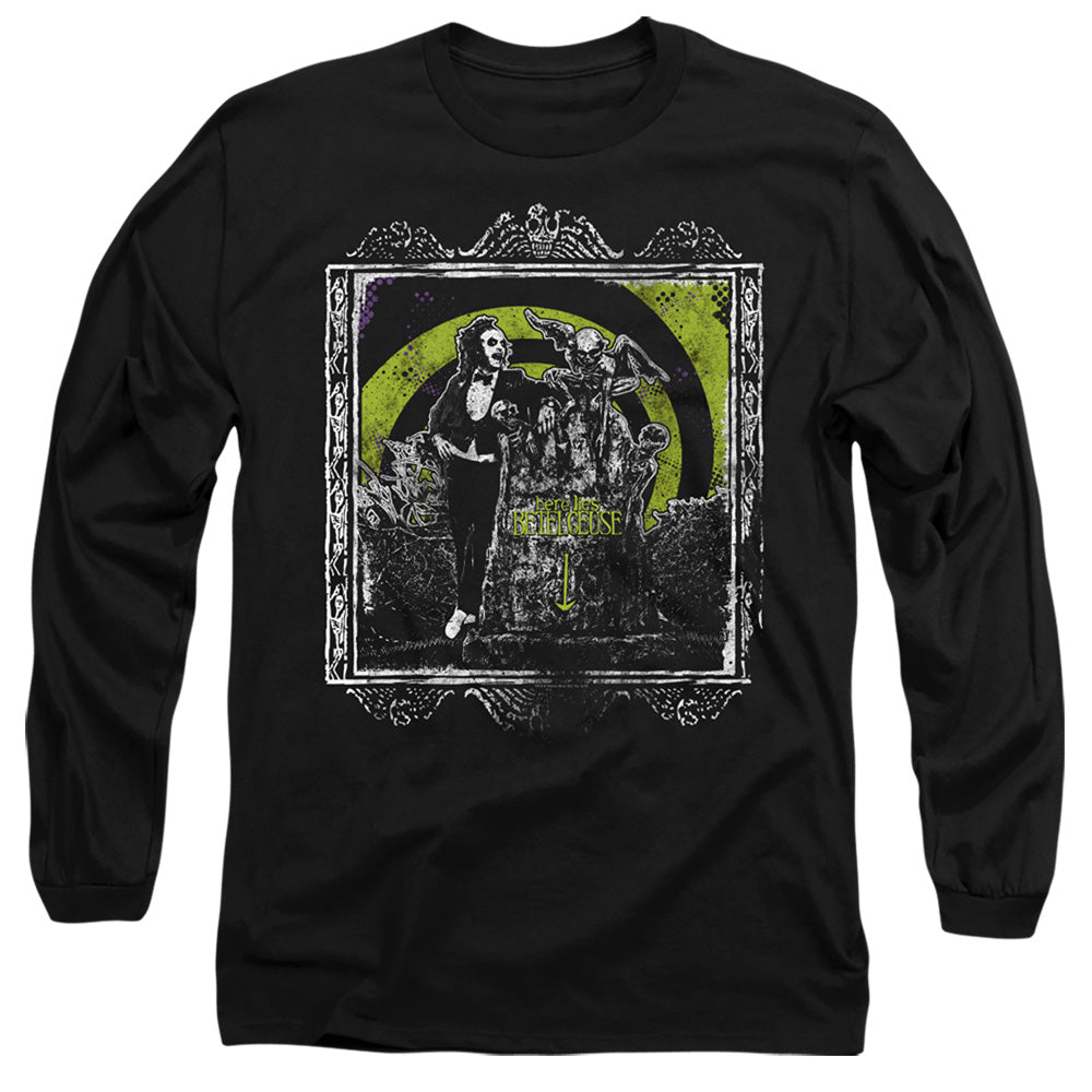 Beetlejuice Here Lies Mens Long Sleeve Shirt Black