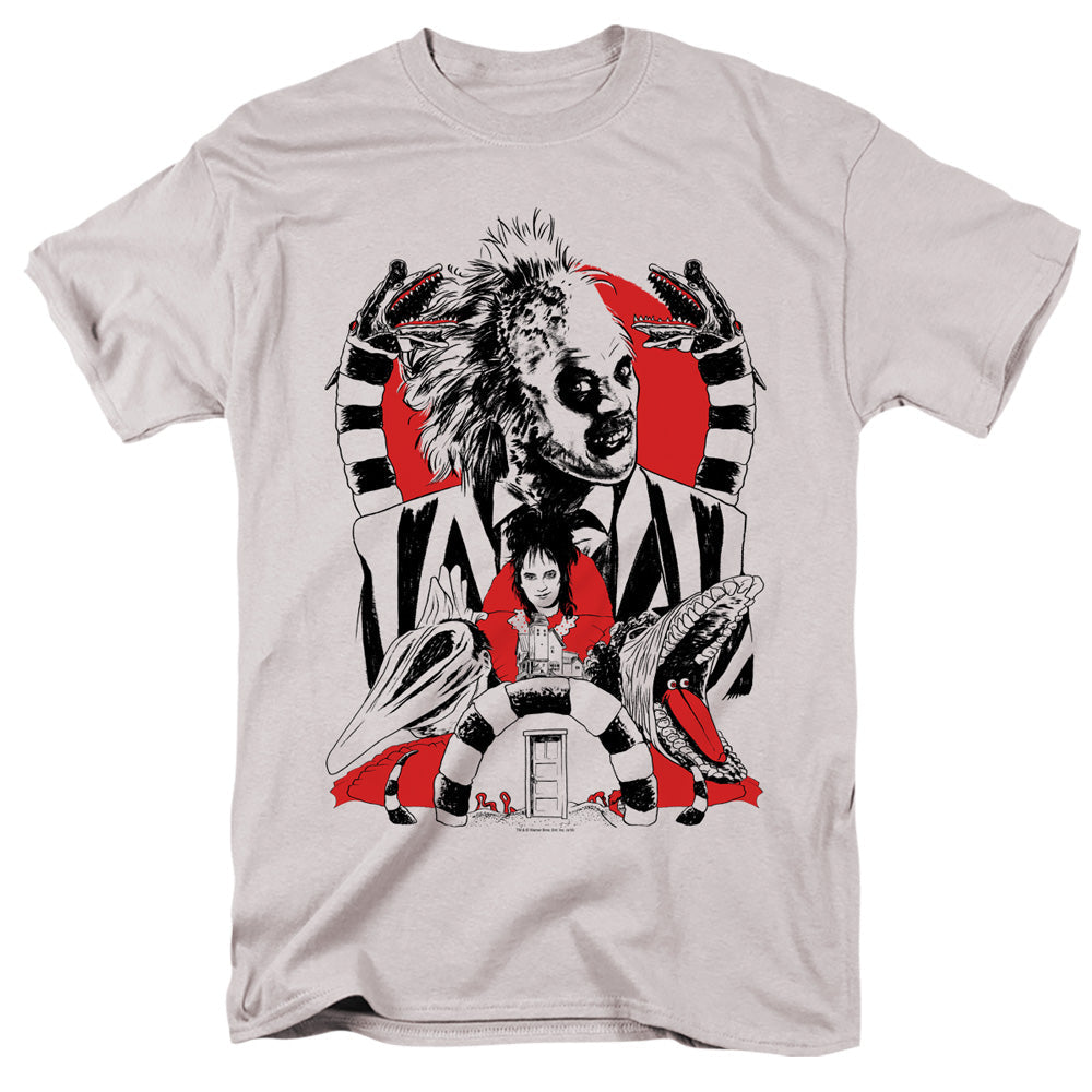 Beetlejuice Beetlejuice Collage Mens T Shirt Silver