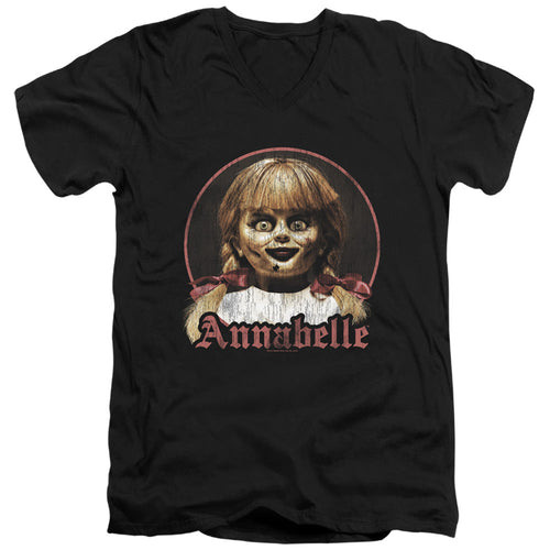 Annabelle Annabelle Portrait Mens Slim Fit V-Neck T Shirt Black