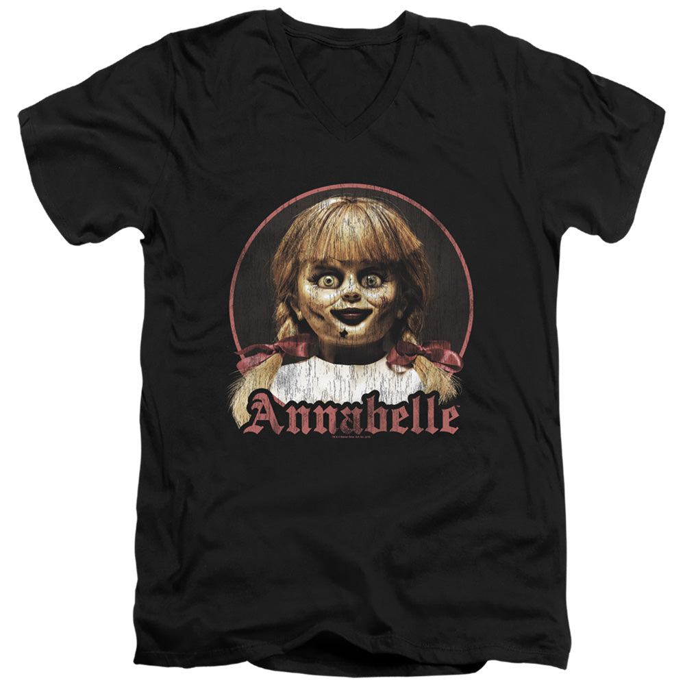 Annabelle Annabelle Portrait Mens Slim Fit V-Neck T Shirt Black