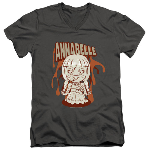 Annabelle Annabelle Illustration Mens Slim Fit V-Neck T Shirt Charcoal