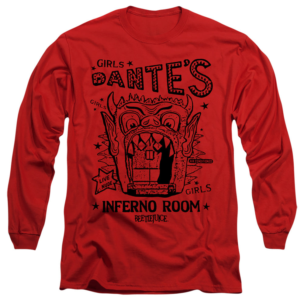 Beetlejuice Dantes Inferno Room Mens Long Sleeve Shirt Red Officially Licensed