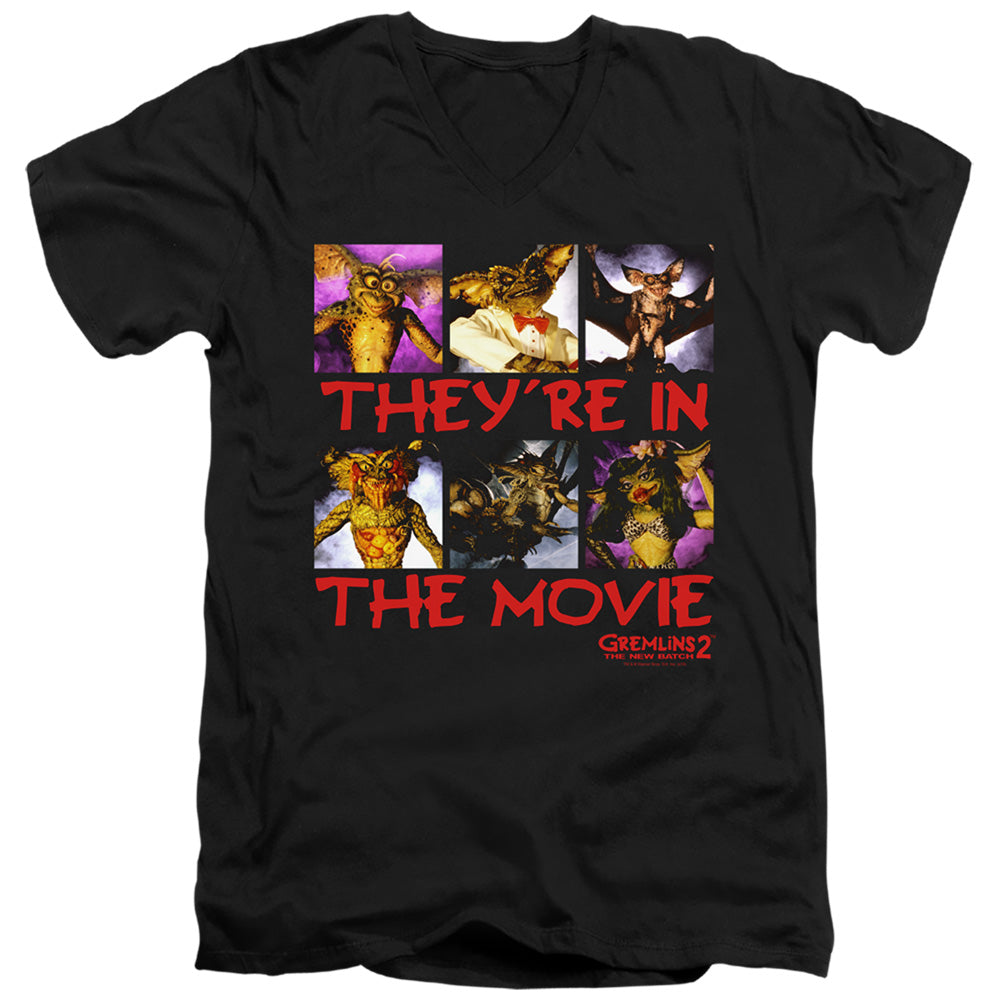 Gremlins 2 In The Movie Mens Slim Fit V-Neck T Shirt Black