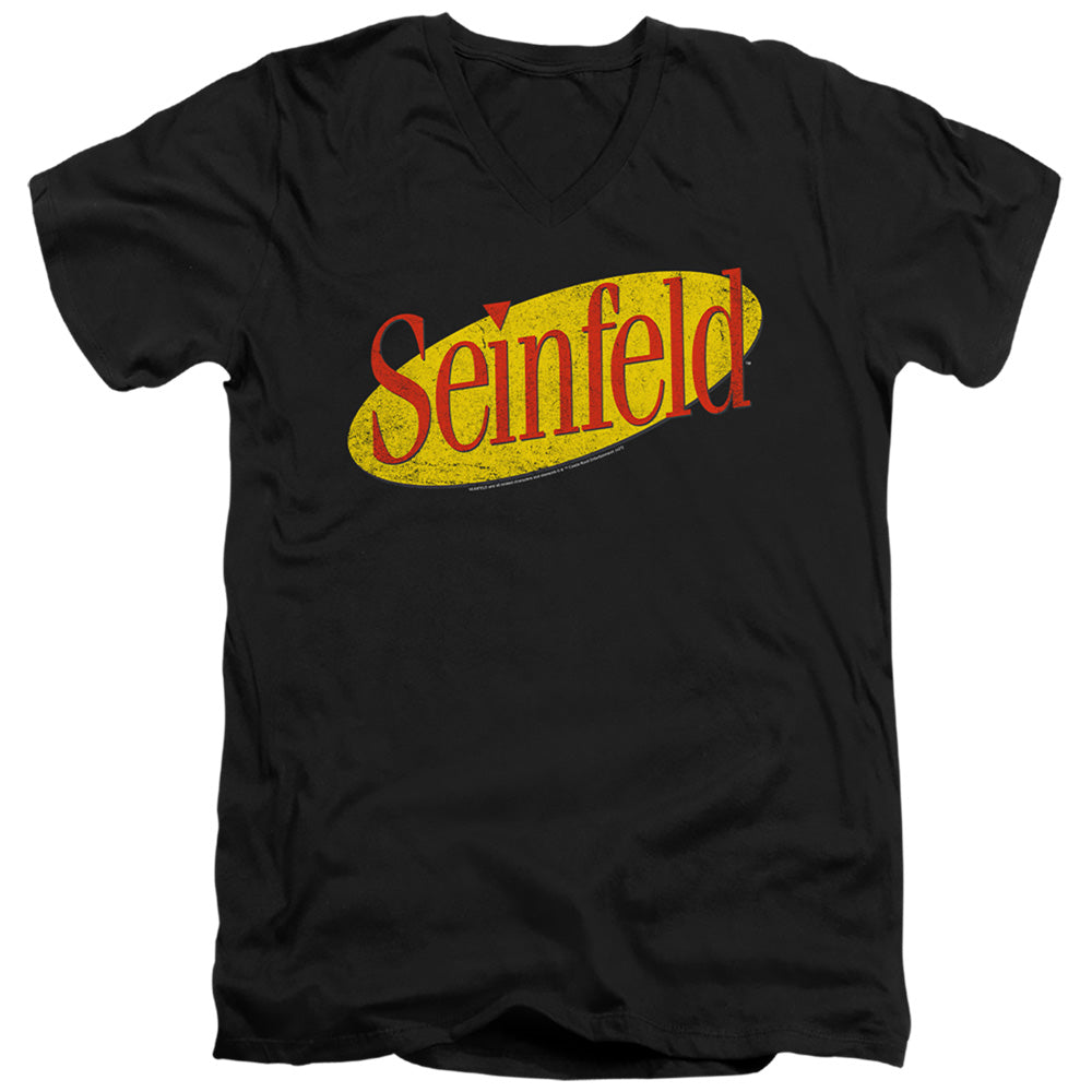 Seinfeld Seinfeld Logo Mens Slim Fit V-Neck T Shirt Black