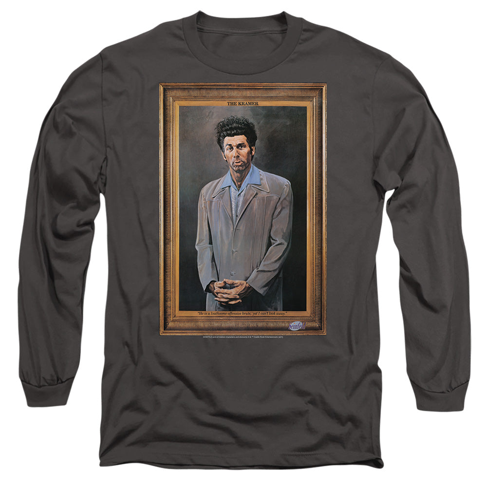 Seinfeld Kramer Portrait Mens Long Sleeve Shirt Charcoal Officially Licensed